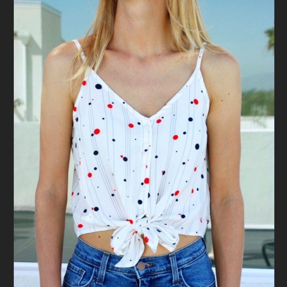 NWT White crop top with polka dots size L